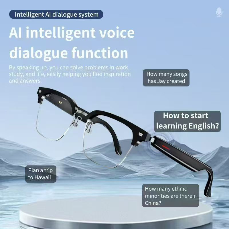 Smart Glasses AI Translation Glasses 100+ Languages Real-time Translation Bluetooth Music Built-in Mic & Speakers