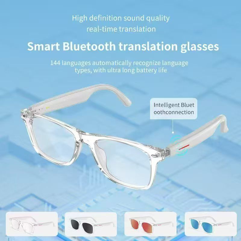 Smart Glasses AI Translation Glasses 100+ Languages Real-time Translation Bluetooth Music Built-in Mic & Speakers